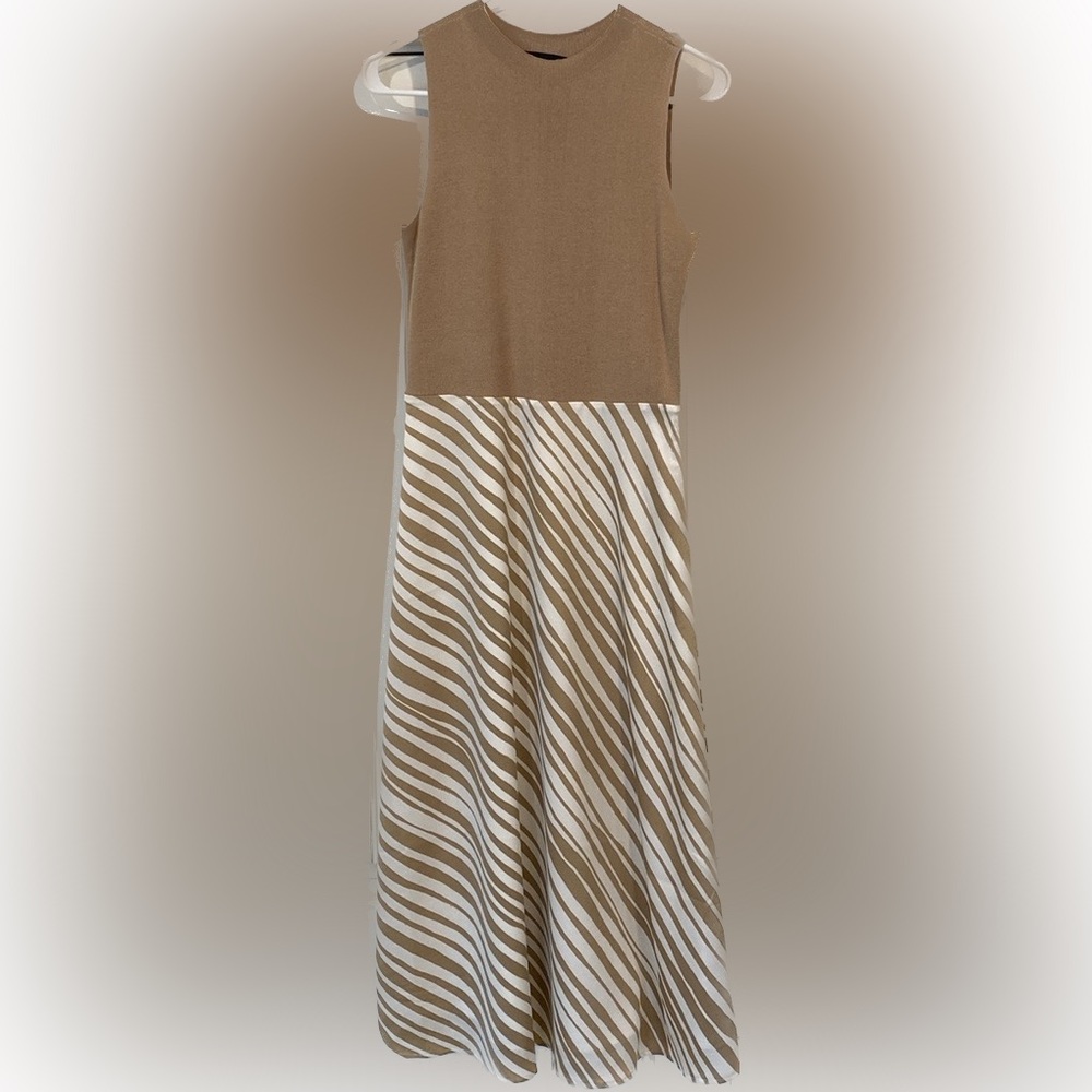 Ann Taylor Dress: XS tan/sleeveless animal print